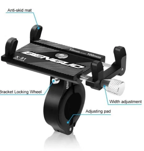 FORTE GT 2084-4 Ayarlı Alüminyum Alaşımlı Kauçuk Bisiklet Gidon Telefon Tutacağı - 5