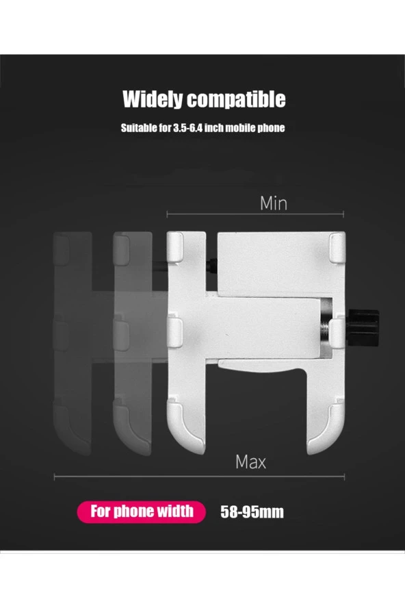 FORTE GT 2084-11 Ayarlı Motosiklet Bisiklet Telefon Tutucu Navigasyon Gidon Uyumlu - Siyah - 10