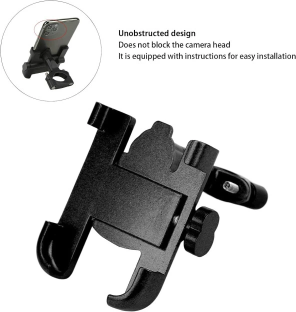 FORTE GT 2084-12 Ayarlı 4 Köşe Destekli Alüminyum Bisiklet Motosiklet Gidon Telefon Tutacağı - 3