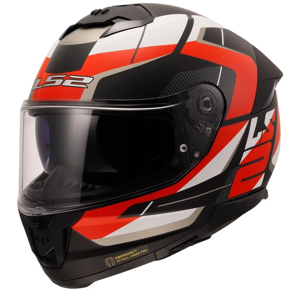 KASK LS2 STREAM 2 ROAD MAT SİYAH-KIRMIZI-BEYAZ-GRİ
