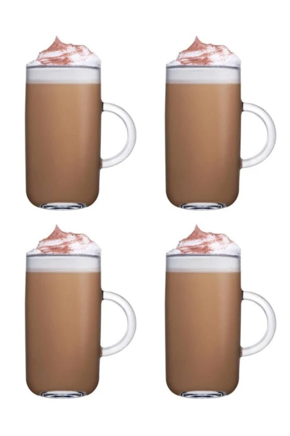 Paşabahçe iconic kulplu 4 lü latte sunum bardağı - kupa meşrubat su bardağı - Resim 2