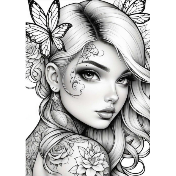 Güzel Kadınlar Tattoo Boyama Kitap Seti (3 Kitap) - 3