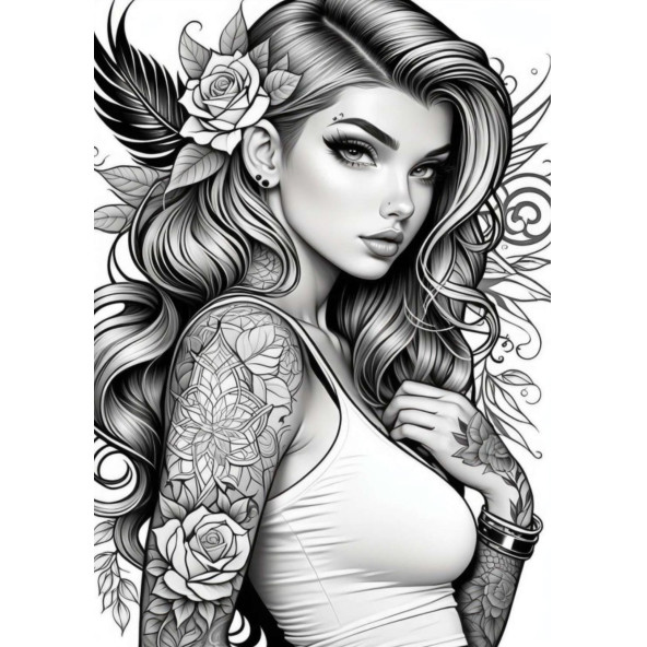 Güzel Kadınlar Tattoo Boyama Kitap Seti (3 Kitap) - 4