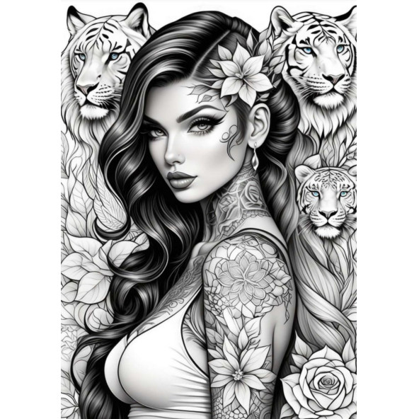 Güzel Kadınlar Tattoo Boyama Kitap Seti (3 Kitap) - 8