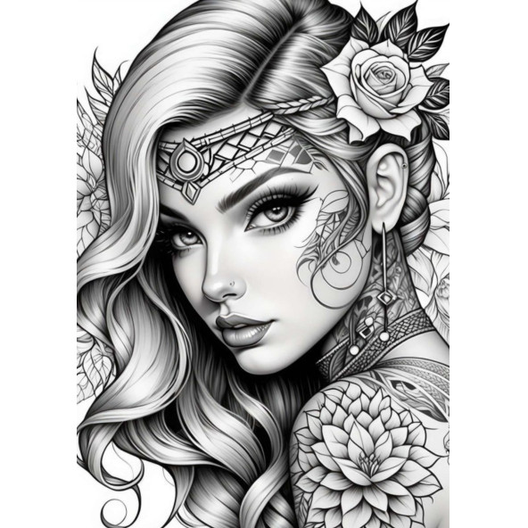 Güzel Kadınlar Tattoo Boyama Kitap Seti (3 Kitap) - 9