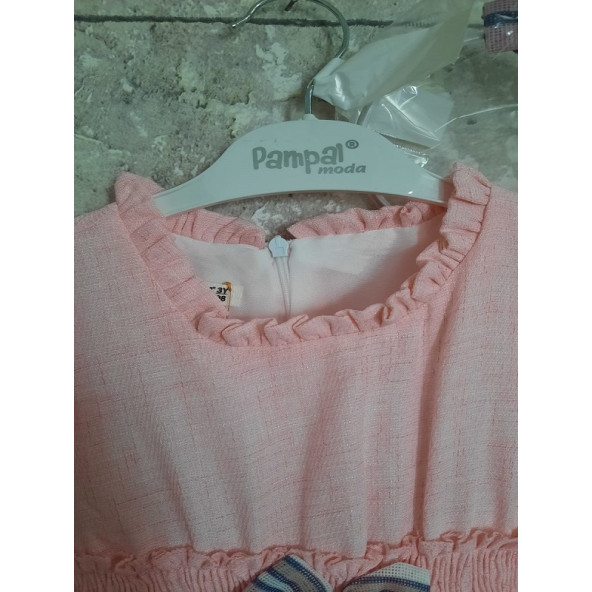 PAMPAL YARIM KOL ÇİZGİLİ TAÇLI ELBİSE - 9