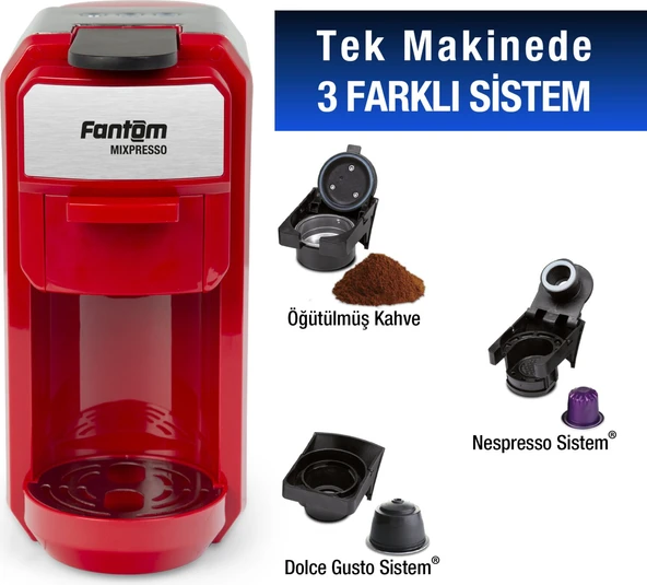 Fantom Mixpresso KS 1450 Kırmızı Kapsül Kahve Makinesi - 2