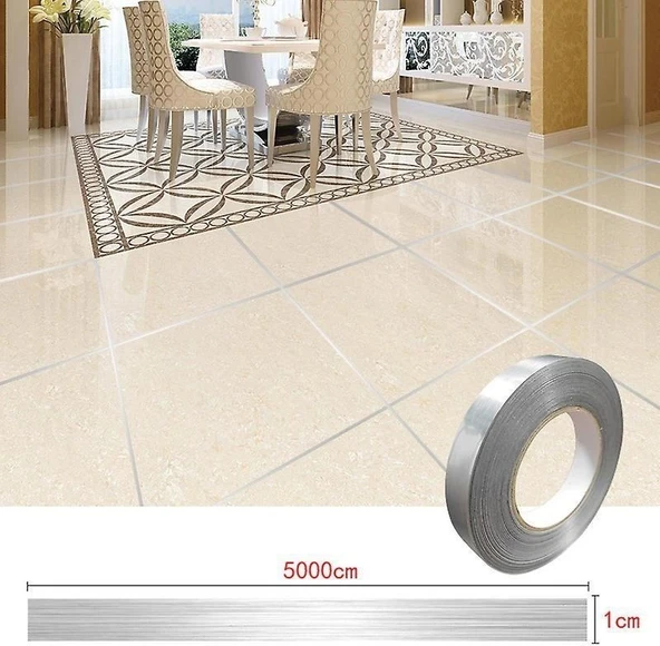 1 Cm Kalın 50 Metre Tuvalet Mutfak Banyo Fayans Mermer Arası Şerit Bant Gümüş Banyo Mutfak Bant - 2