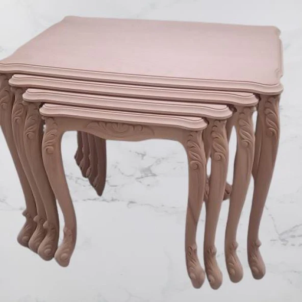 Zigon Sehpa 90366 Model Kayın Aslan Oyma Ayak Lüks 4'lü Yüksek Ayak HAM El yapım - Resim 3