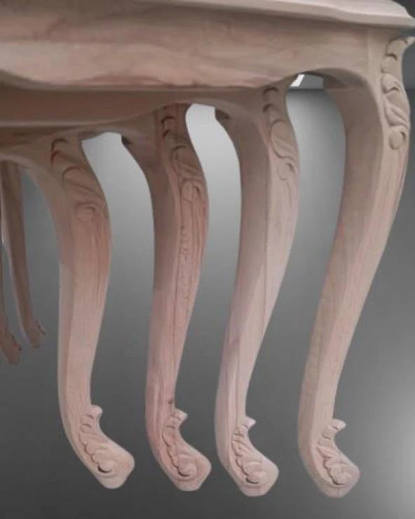 Zigon Sehpa 90366 Model Kayın Aslan Oyma Ayak Lüks 4'lü Yüksek Ayak HAM El yapım - Resim 5