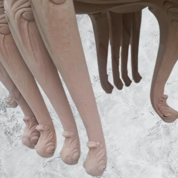 Zigon Sehpa 90366 Model Kayın Aslan Oyma Ayak Lüks 4'lü Yüksek Ayak HAM El yapım - Resim 7