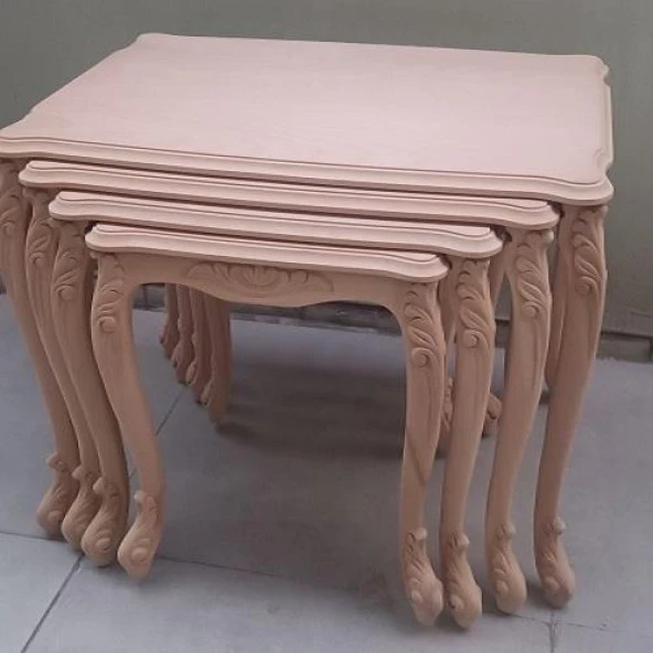 Zigon Sehpa 90366 Model Kayın Aslan Oyma Ayak Lüks 4'lü Yüksek Ayak HAM El yapım - Resim 9