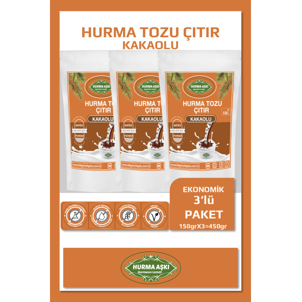 Hurma Aşkı Hurma Tozu Çıtır Kakaolu 3X150 GR