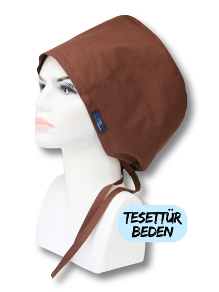 Tesettür Beden Kahverengi Tek Renk Cerrahi Bone Doktor Hemşire Sağlıkçı Hastane Bonesi