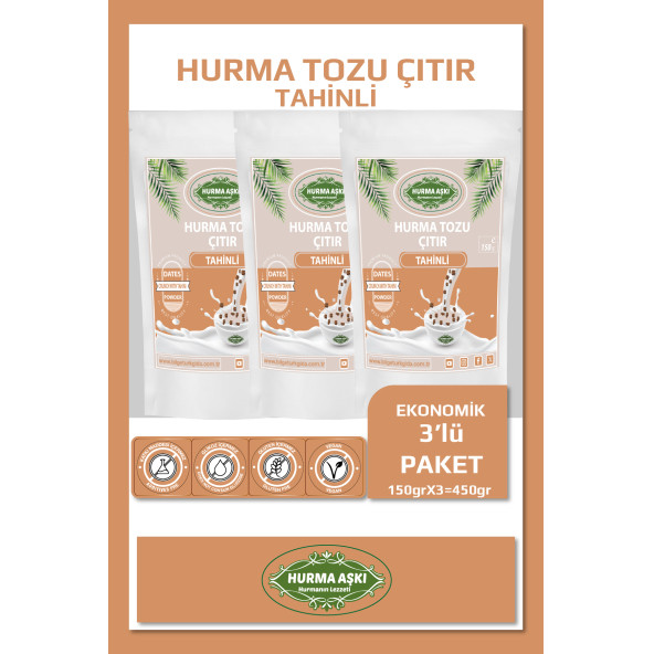 Hurma Aşkı Hurma Tozu Çıtır Tahinli 3X150 Gr