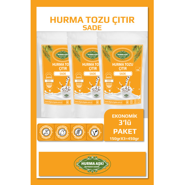 Hurma Aşkı Hurma Tozu Çıtır Sade 3X150 Gr