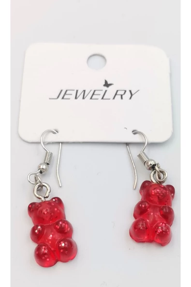 KırmızıRenkli Ayıcık Küpe ürün görseli 1