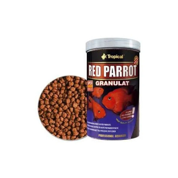 Tropical Red Parrot Granulat Kırmızı Papağan Balıkları İçin Granül 250ml