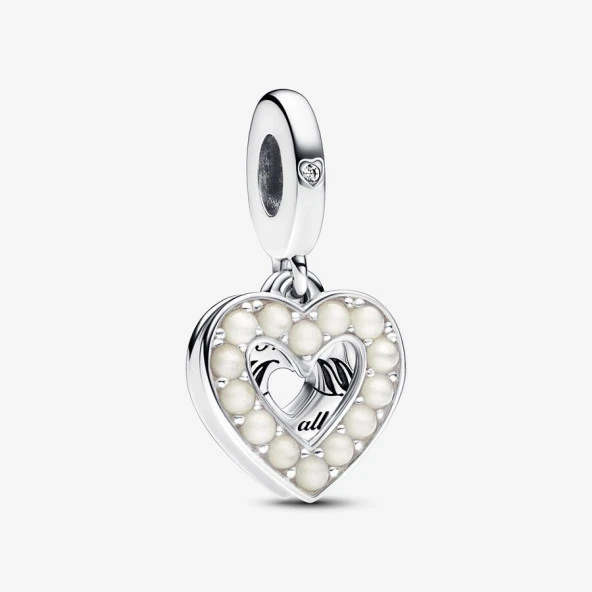 Sedefli Beyaz Kalp Çift Sallantılı Charm 792649C01