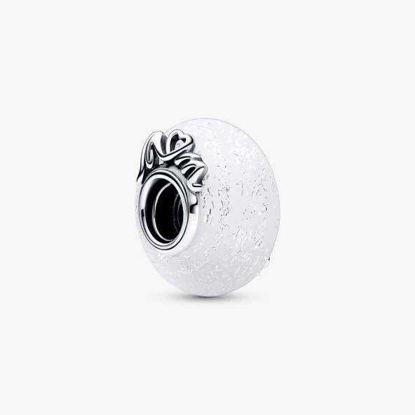 Işıltılı Beyaz Murano Mum & Love Charm 792655C00