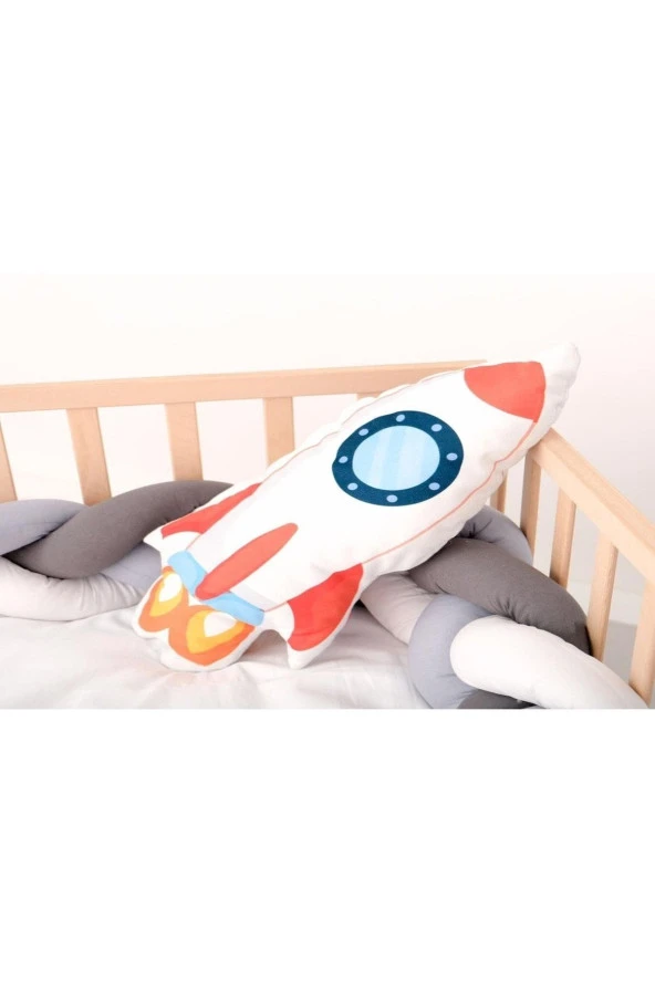 İnstababyrooms Roket Desenli Uyku Arkadaşı Dijital Baskılı Dekoratif Yastık