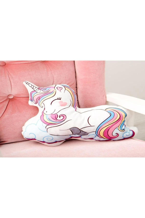 İnstababyrooms Gökkuşağı Unicorn Desenli Uyku Arkadaşı Dijital Baskılı Dekoratif Yastık