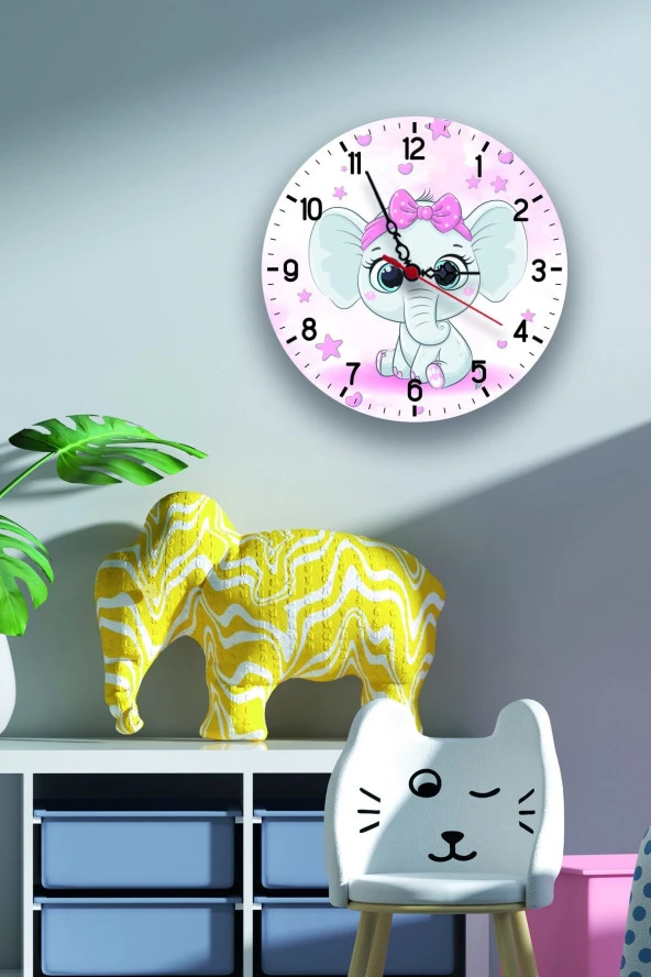 İnstababyrooms Çocuk Odası Dijital Baskılı Sessiz Akar Duvar Saati Model 0210