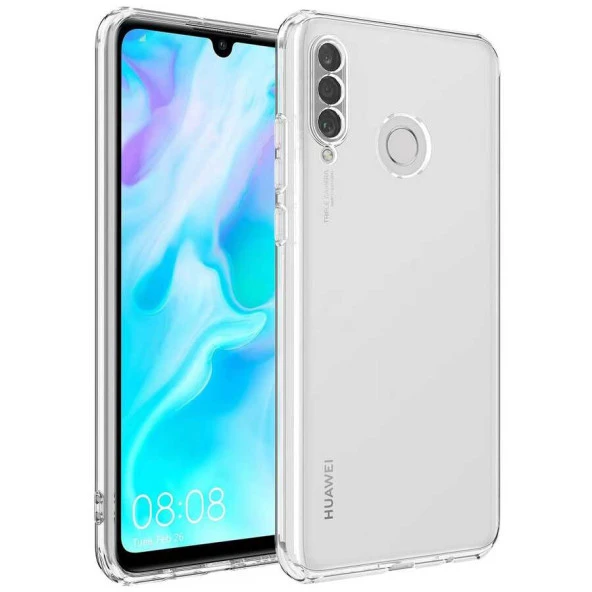 Huawei P30 Lite Kılıf Zore Kamera Korumalı Şeffaf Süper Silikon Kapak