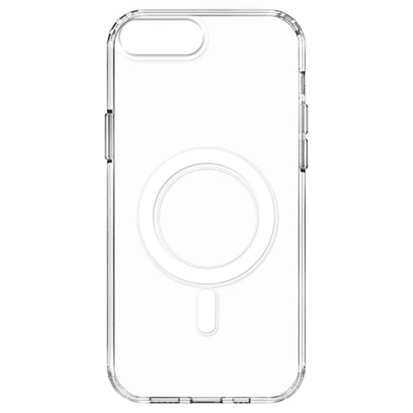 Apple iPhone 8 Plus Kılıf Magsafe Şarj Özellikli Şeffaf Sert PC Zore Embos Kapak