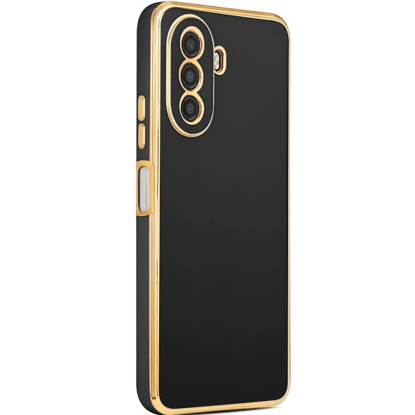 Huawei Nova Y70 Kılıf Zore Kenarı Gold Renk Silikon Bark Kapak