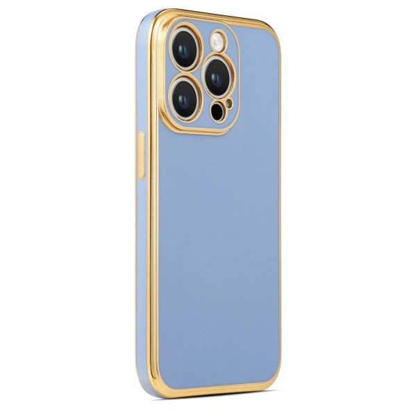 Apple iPhone 14 Pro Kılıf Zore Kenarı Gold Renk Silikon Bark Kapak