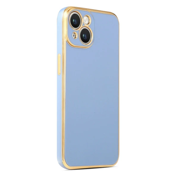 Apple iPhone 14 Plus Kılıf Zore Kenarı Gold Renk Silikon Bark Kapak