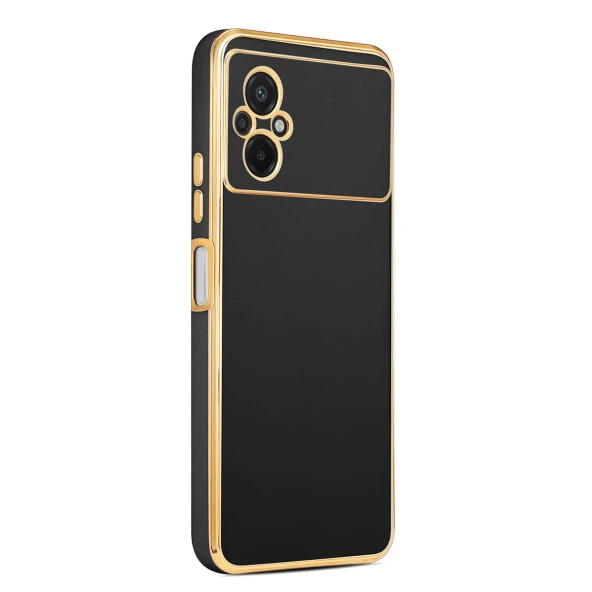 Xiaomi Poco M5 Kılıf Zore Kenarı Gold Renk Silikon Bark Kapak