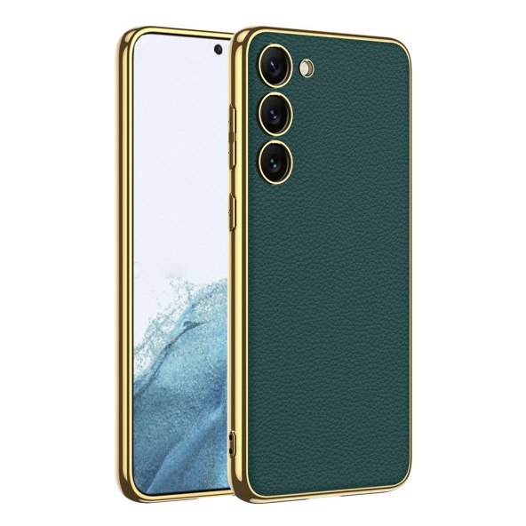 Samsung Galaxy S23 Kılıf Deri Görünümlü Kenarları Elektroplating Kaplama Zore Fizyon Kapak - 2