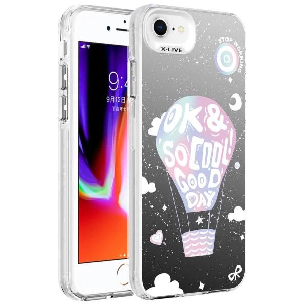 Apple iPhone SE 2022 Kılıf Desenli Zore Silver Sert Kapak - Resim 2