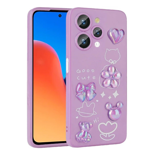 Xiaomi Redmi 12 4G Kılıf Kabartma Figürlü Parlak Zore Toys Silikon Kapak ürün görseli 1