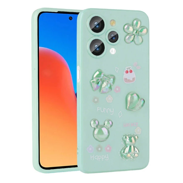 Xiaomi Redmi 12 4G Kılıf Kabartma Figürlü Parlak Zore Toys Silikon Kapak - Resim 2