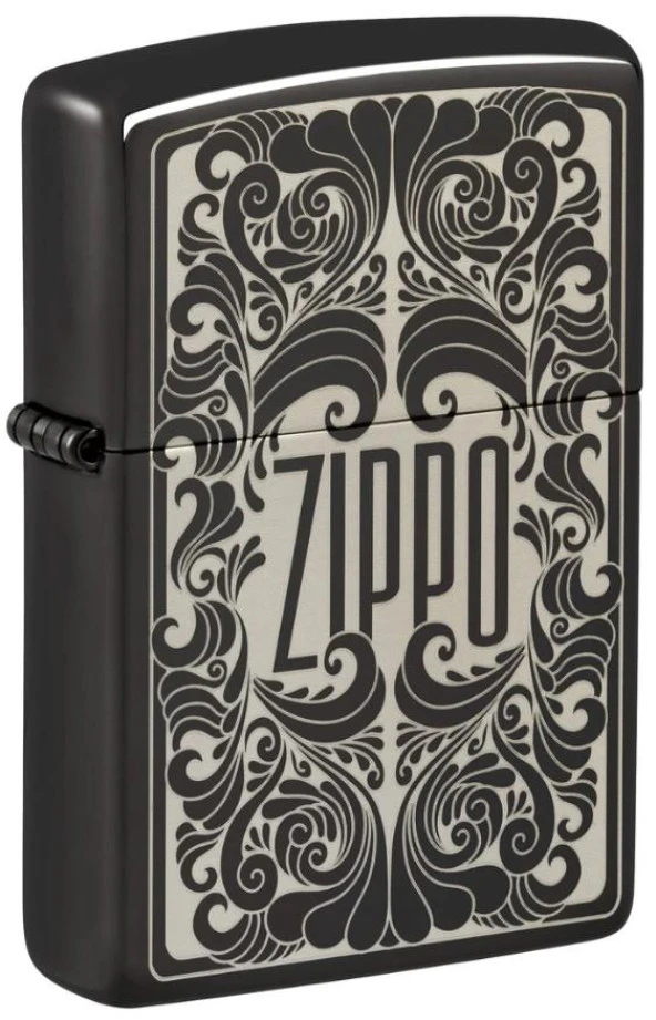 Zippo High Polish Black Flowing Pattern Dizayn