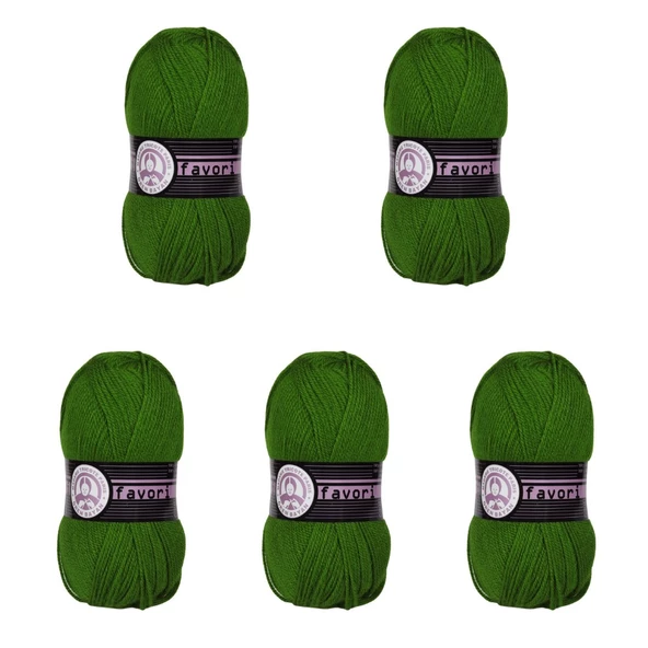 Ören Bayan Favori Örgü İpi - Yeşil - 5'Li Paket - ( Renk Kodu : 087 )