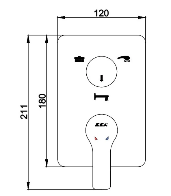ECA Luna Ankastre Banyo Bataryası Sıva Üstü 3 Yollu Altın Renkli 102867336-K - Resim 2