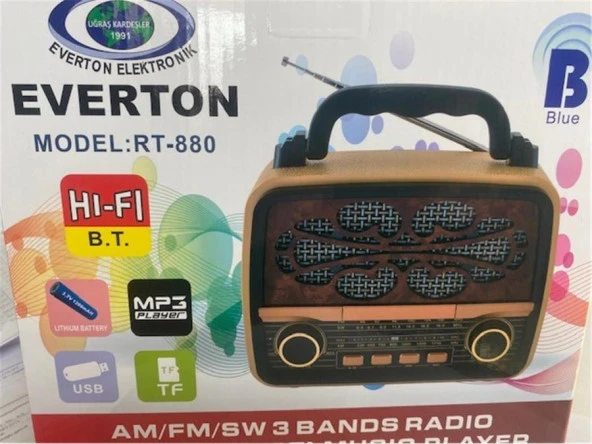Everton Rt-880 Bluetooth Fm-Usb-Tf-Aux Şarjlı Nostaljik Radyo