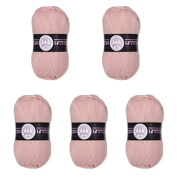Ören Bayan Favori Örgü İpi - Açık Pembe - 5'Li Paket - ( Renk Kodu : 001 )