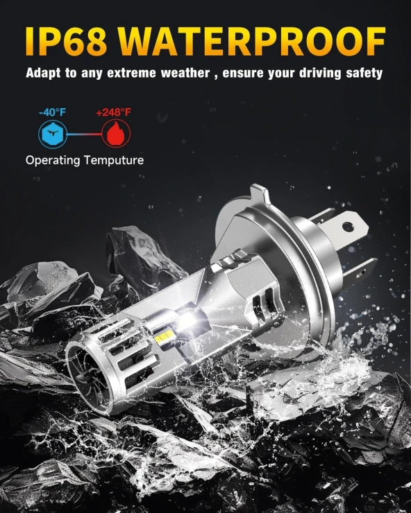 Fahren H4 New Forenner 120W 22000 Lümen 6500K Mini Boy LED Ampül - 7