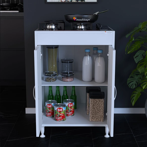 Modilayn ELİT 59,6 x 85 x 56 cm Gömme Ankastre Ocak ve Çift Raflı Mutfak Dolabı - 5