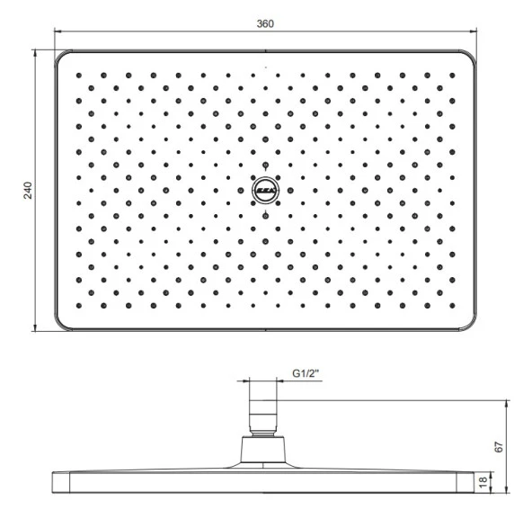 ECA Tiera Plus Banyo Dikdörtgen Duş Başlığı Mat Siyah Renkli 36x24 102145067C1 - Resim 2