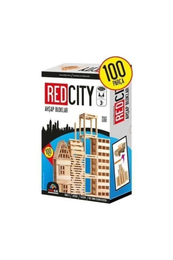 Redka Red City Ahşap Bloklar 100 Parça