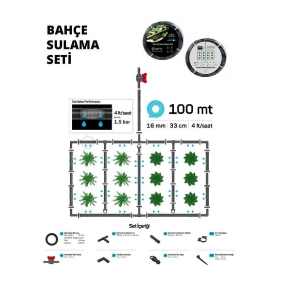 Metsan Agro-Met 100 mt Damla Sulama Bahçe Seti Hortumu Agromet - 3