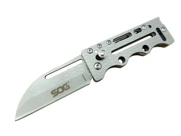 SOG AC78 Gri Yaprak Kamp Çakı 14,5 cm - Metal Sap, Kılıflı