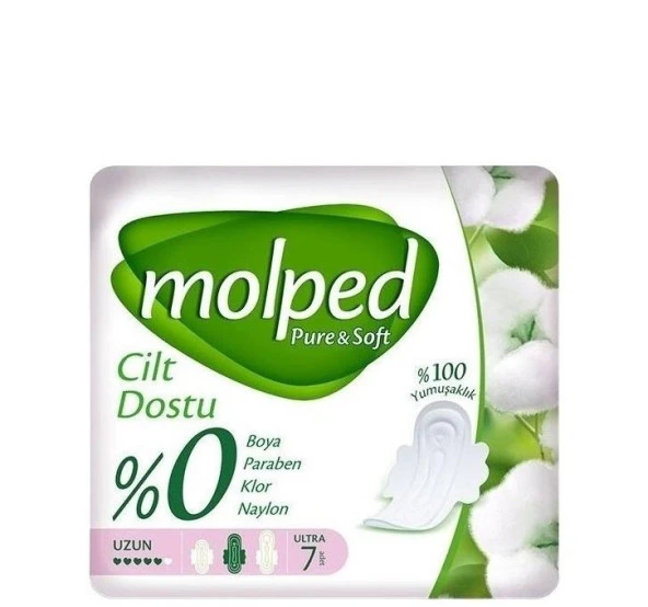 Molped Pure & Soft Cilt Dostu Organik Pamuk Uzun Ultra 7 Adet
