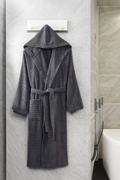 Kapüşonlu Unisex Banyo Bornozu %100 Soft Pamuklu - 9